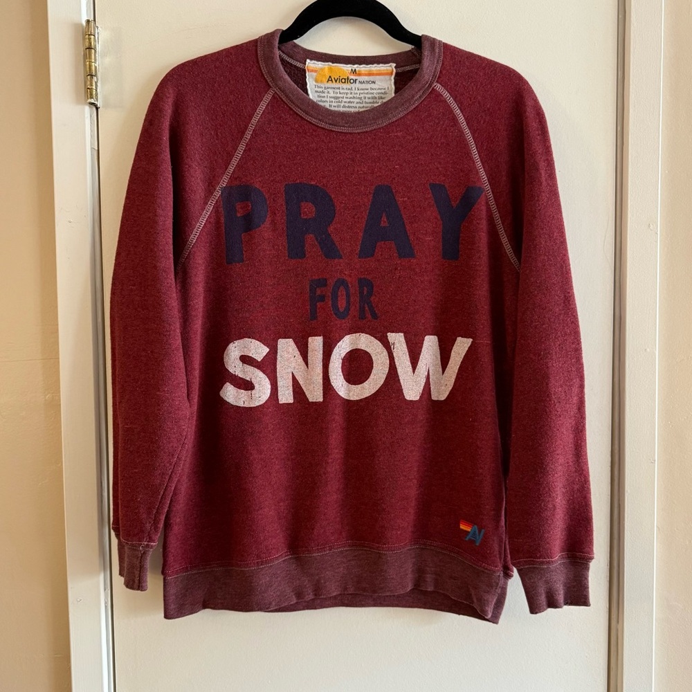 Aviator Nation Pray For Snow Vintage Pullover Sweatshirt - Picture 5 of 6